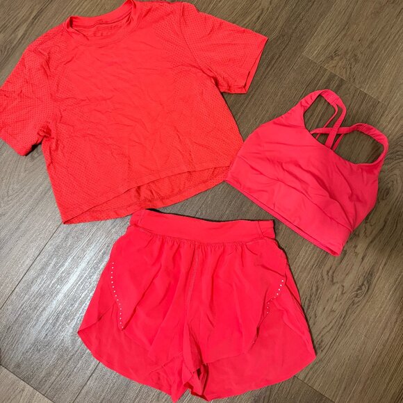 lululemon athletica Tops - Lululemon Red Glow 3 Piece Set